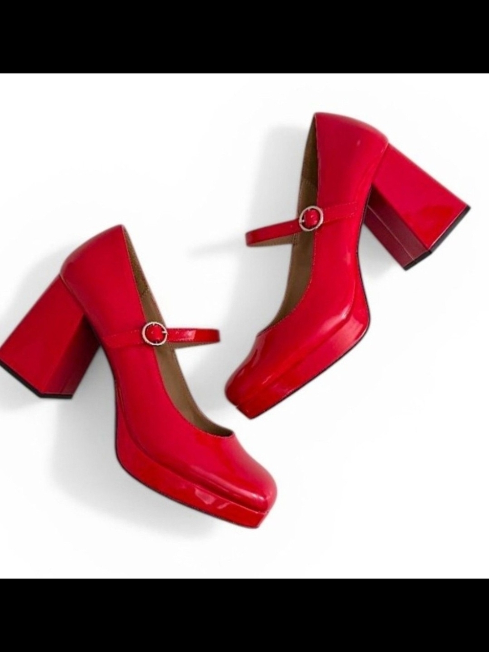 Wild Pair Red Patent Mary Jane Block Heels - Picture 2 of 6